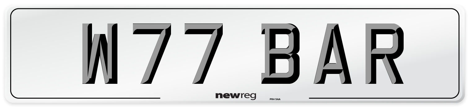 W77 BAR Number Plate from New Reg